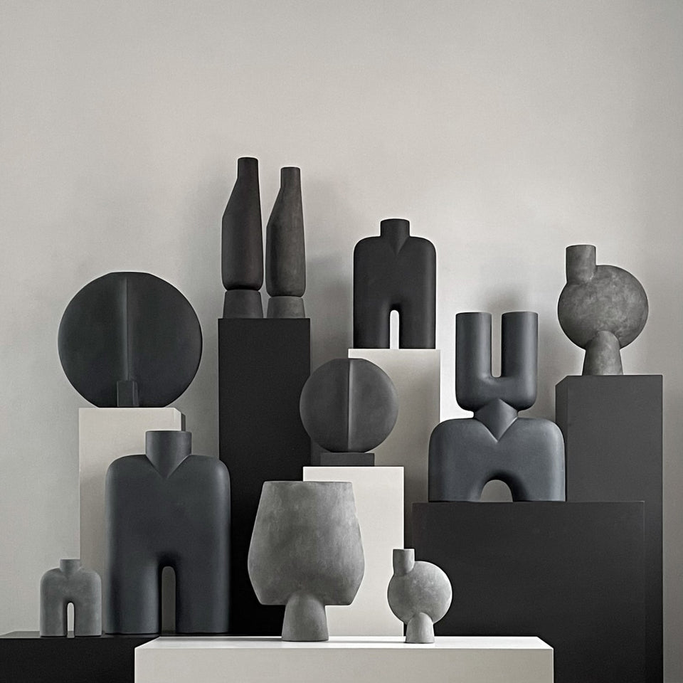 SPHERE DARK GREY VASE SQUARE BIG