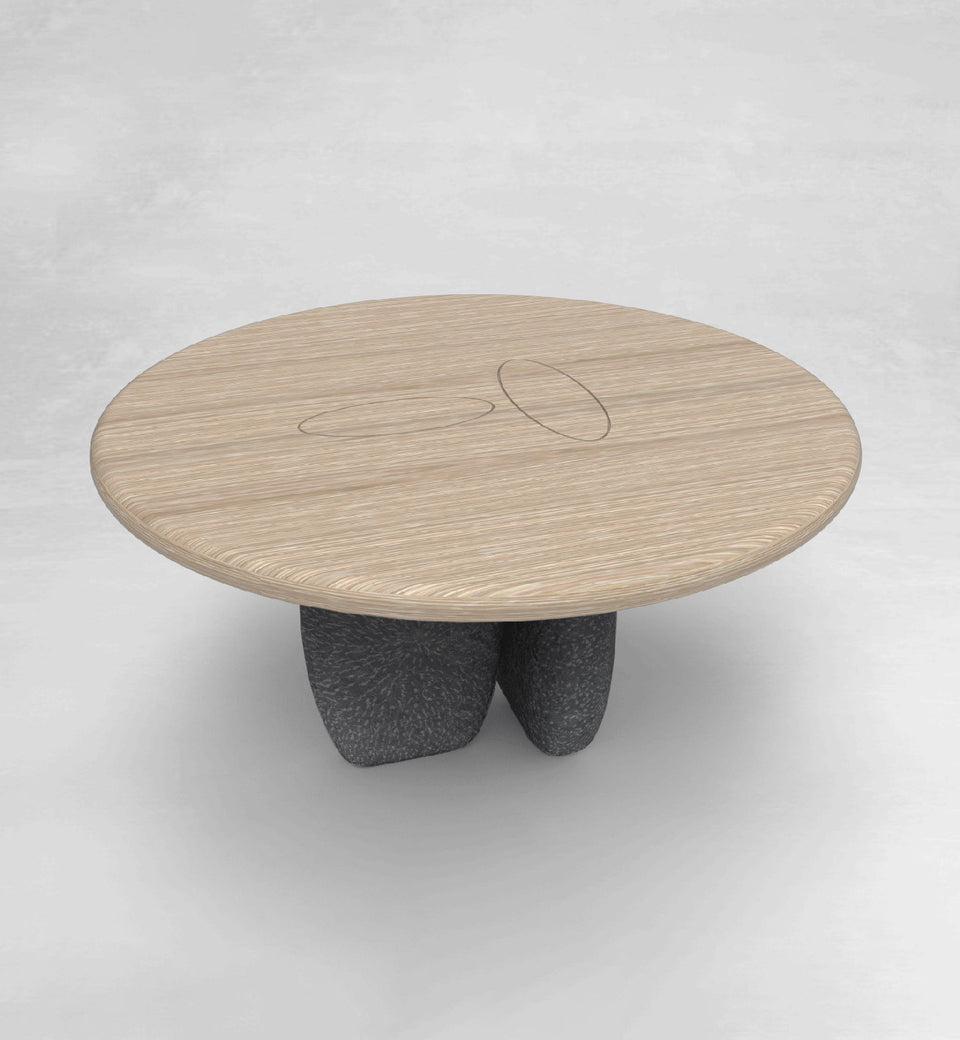 GALET OAK DINING TABLE ROUND STONE LEGS