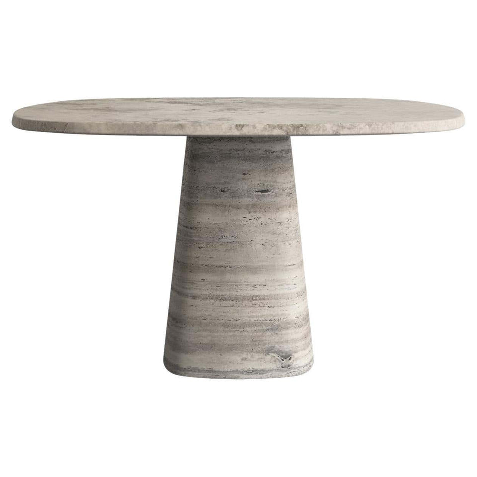 WEDGE TRAVERTINO SILVER MARBLE DINING TABLE