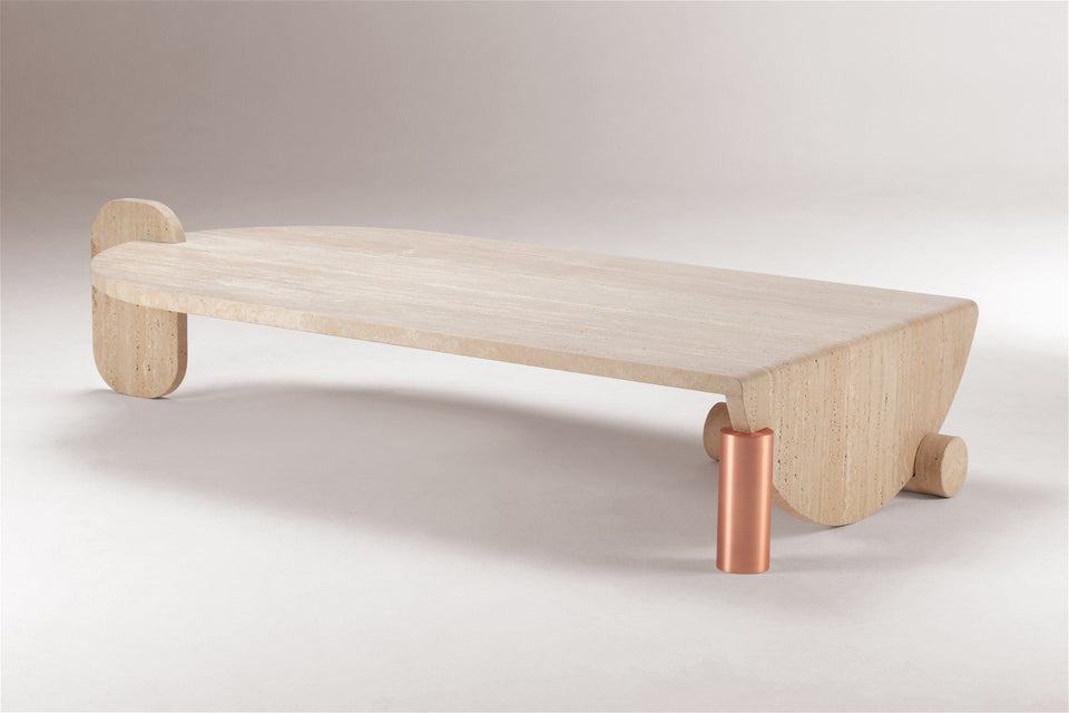 PLAYING GAMES TRAVERTINE COFFEE TABLE
