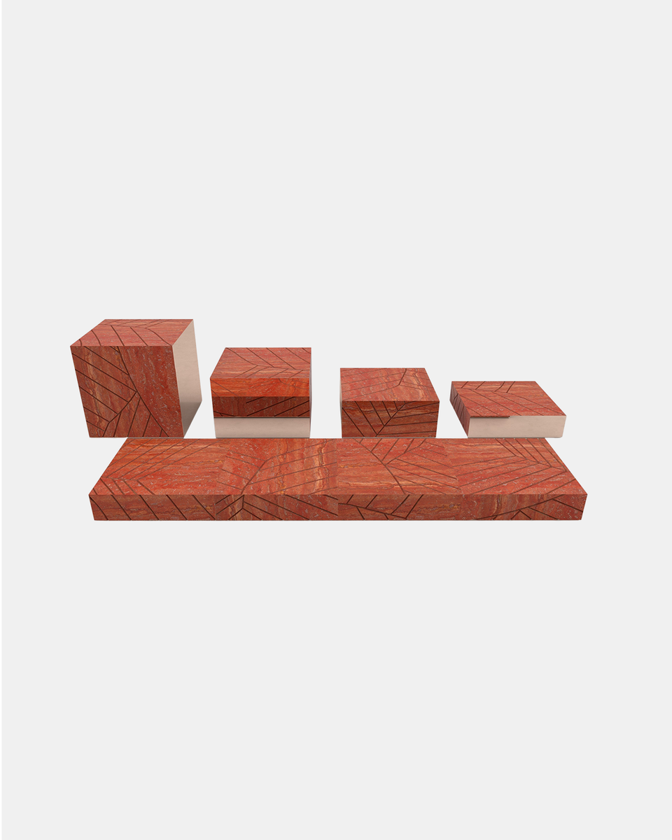 FOGLIE TRAVERTINE RED R60, R40, R25, R15, R15 - 240