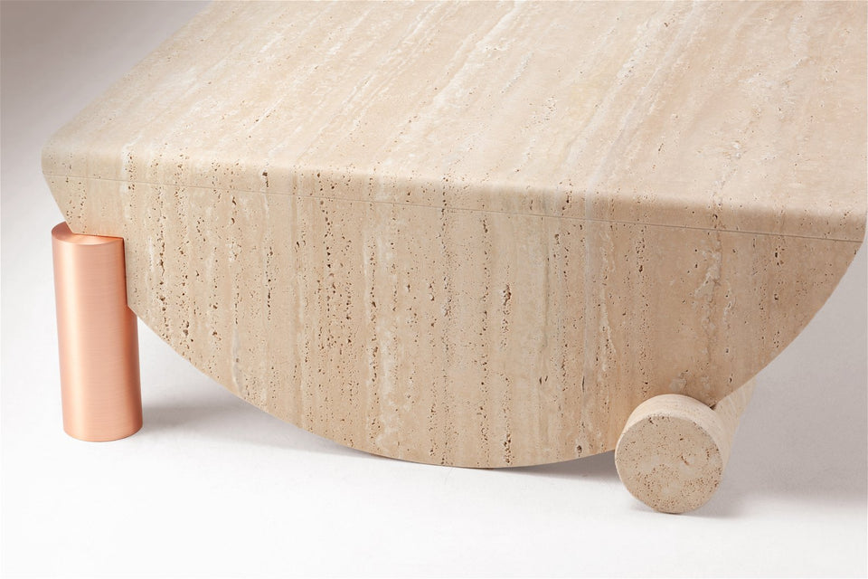 PLAYING GAMES TRAVERTINE COFFEE TABLE
