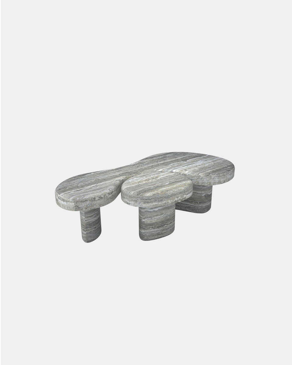 US SILVER TRAVERTINE COFFEE TABLE