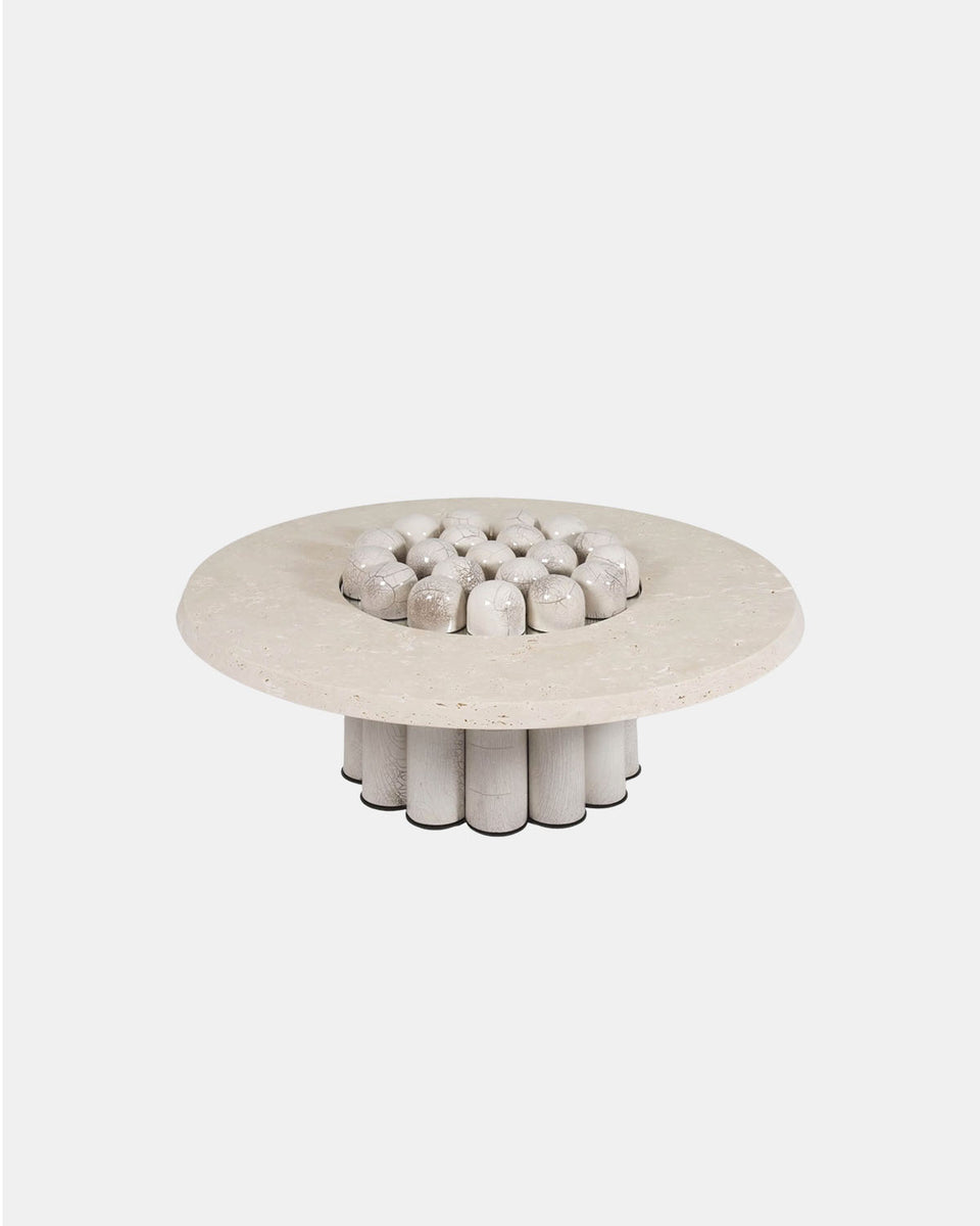 RAKU-YAKI TRAVERTINE COFFEE TABLE