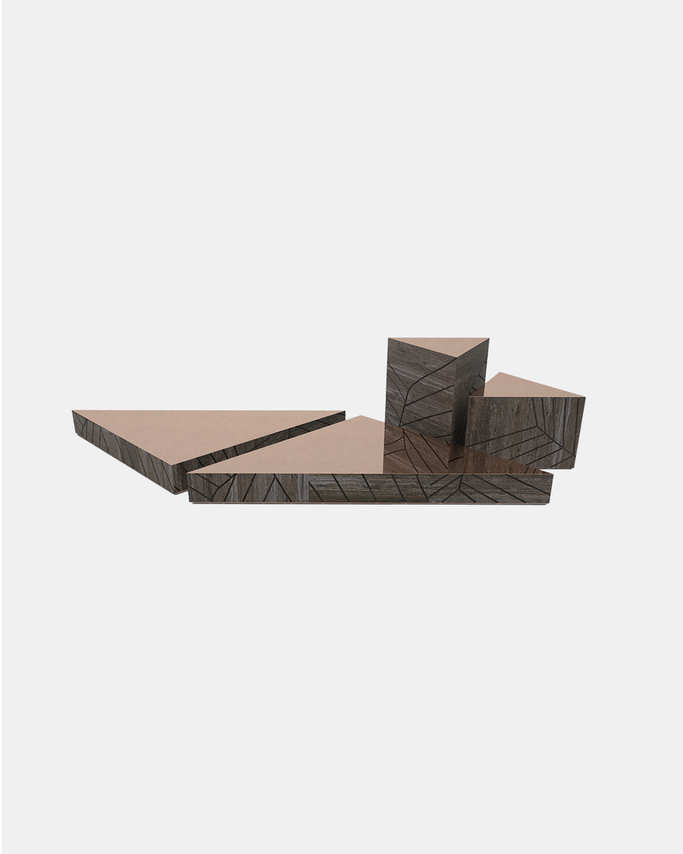FOGLIE TRAVERTINE TITANIUM AND COPPER T15 - 170 X 120, T60, T40