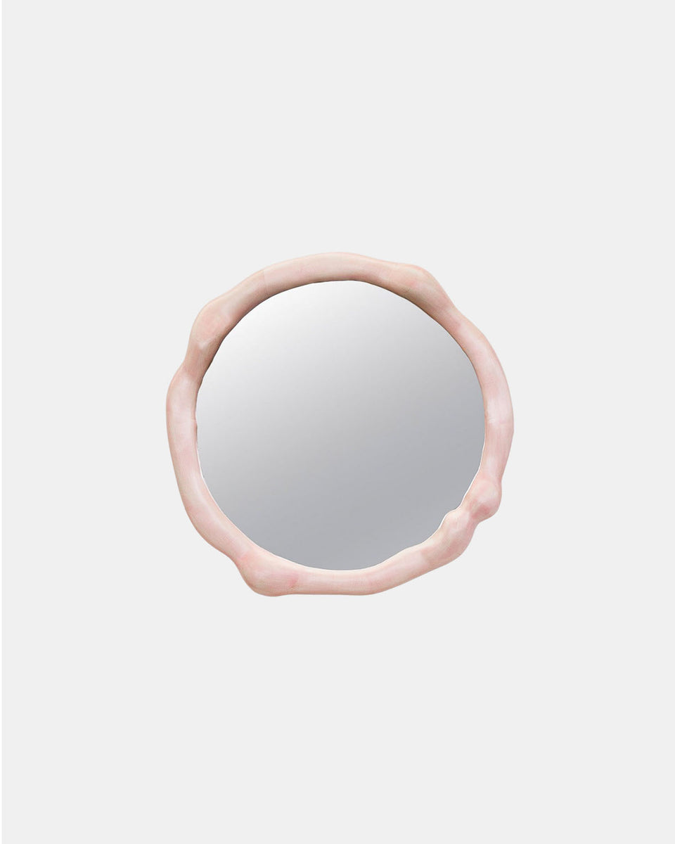 ROUND BLEACHED MAPLE WOOD & ROSA WOOD STAIN MIRROR