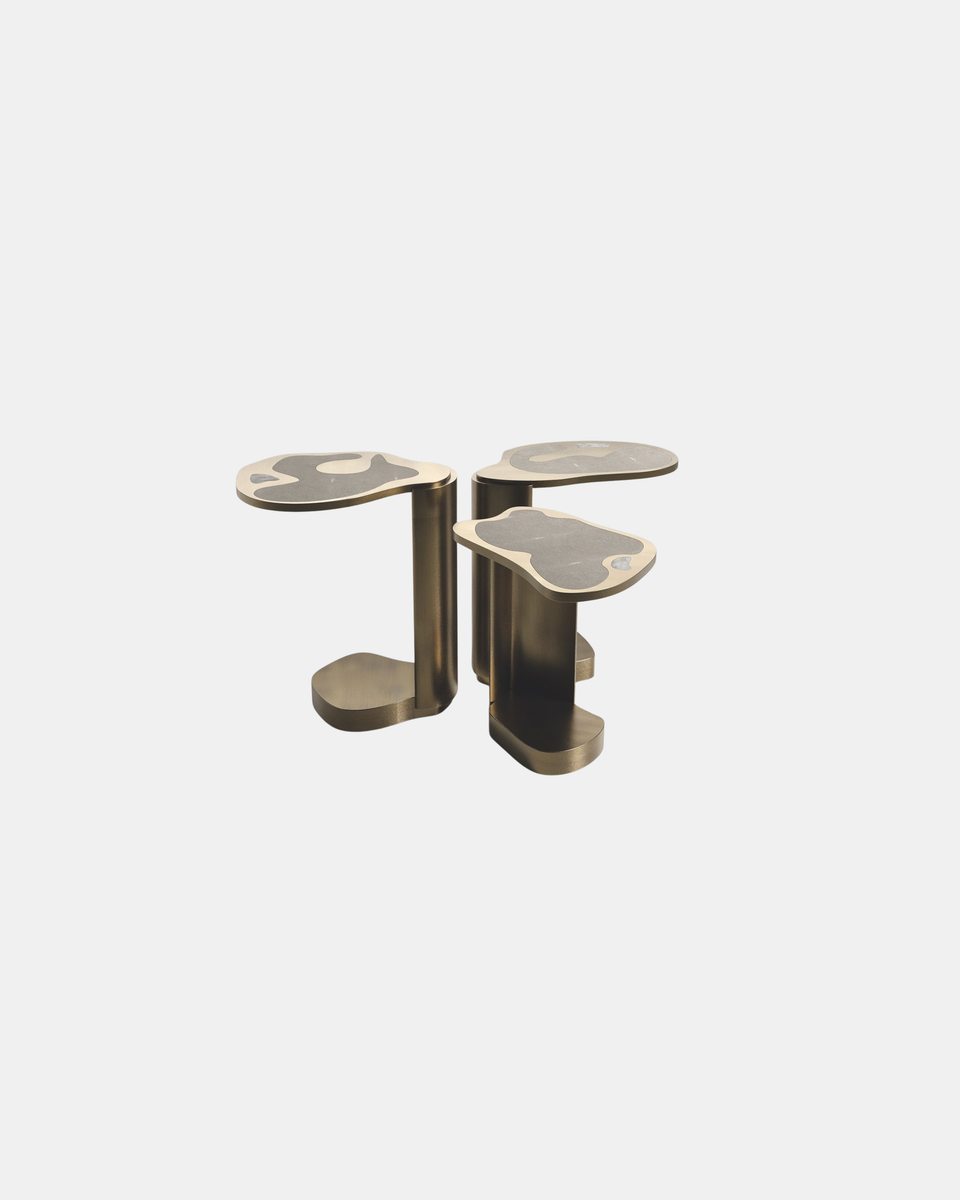 MASK WHITE QUARTZ NESTING SIDE TABLES