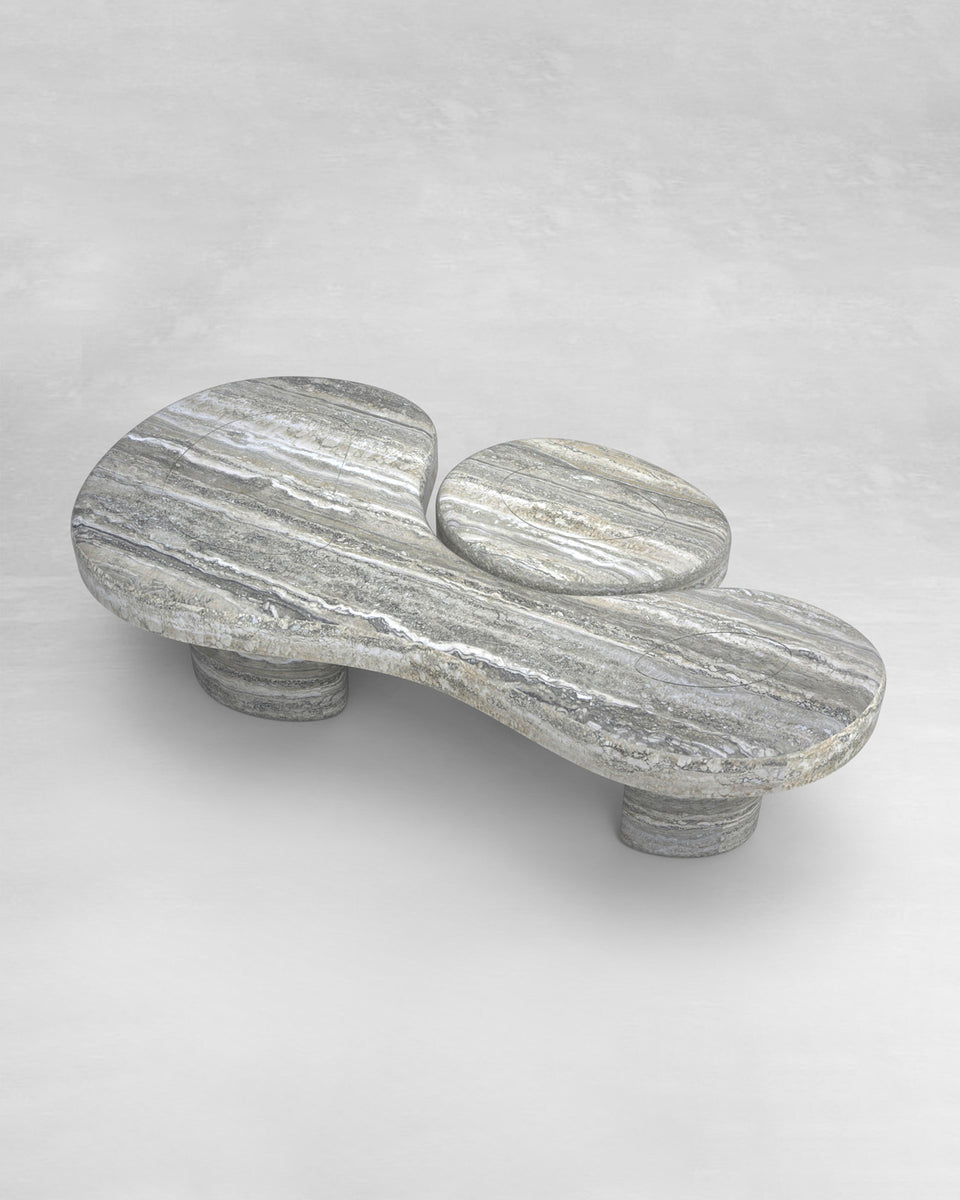U AND ME 2 SILVER TRAVERTINE TABLE